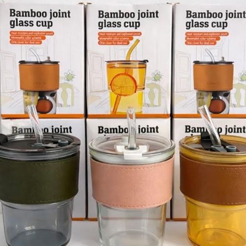 Glass Tumbler with straw